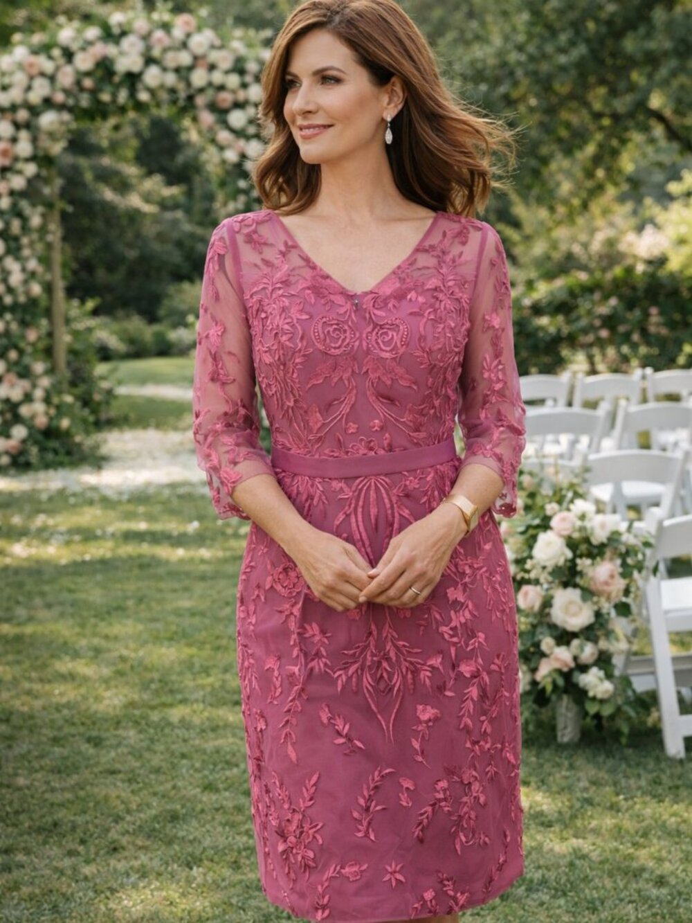 JJs House Orchid Pink Floral Event Special Occasion Two Piece Dress Size Small